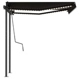 Manual Retractable Awning with LED 3x2.5 m Anthracite - 45-Degree Angle