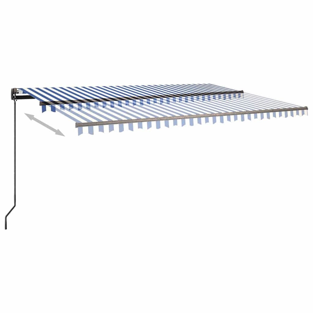 Manual Retractable Awning with Posts 3,5x2,5 m Blue and White