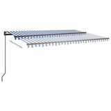 Manual Retractable Awning with Posts 3,5x2,5 m Blue and White - Extra Image