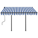 Manual Awning 3.5 x 2.5 m Blue and White Stripe 100% Polyester