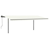 Manual Retractable Awning with Posts 3.5x2.5 m Cream - Side View