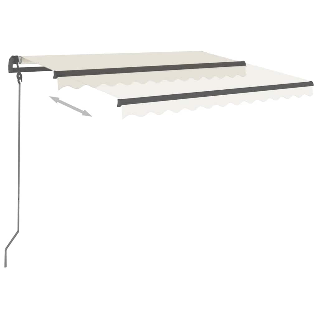 Manual Retractable Awning with Posts 3.5x2.5 m Cream