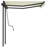 Manual Retractable Awning with Posts 3.5x2.5 m Cream - 45-Degree Angle