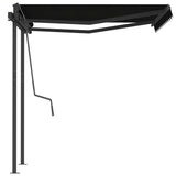 Manual Retractable Awning with Posts 3.5x2.5 m Anthracite - 45-Degree Angle