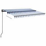 Manual Retractable Awning with LED 3,5x2,5 m Blue and White