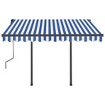 Manual Awning with Solar LED 3.5 x 2.5 m Blue and White Stripe