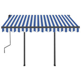 Manual Retractable Awning with LED 3,5x2,5 m Blue and White - Top-Down View