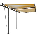 Manual Retractable Awning with LED 3,5x2,5 m Yellow and White (313240+313174+315099) - Front View