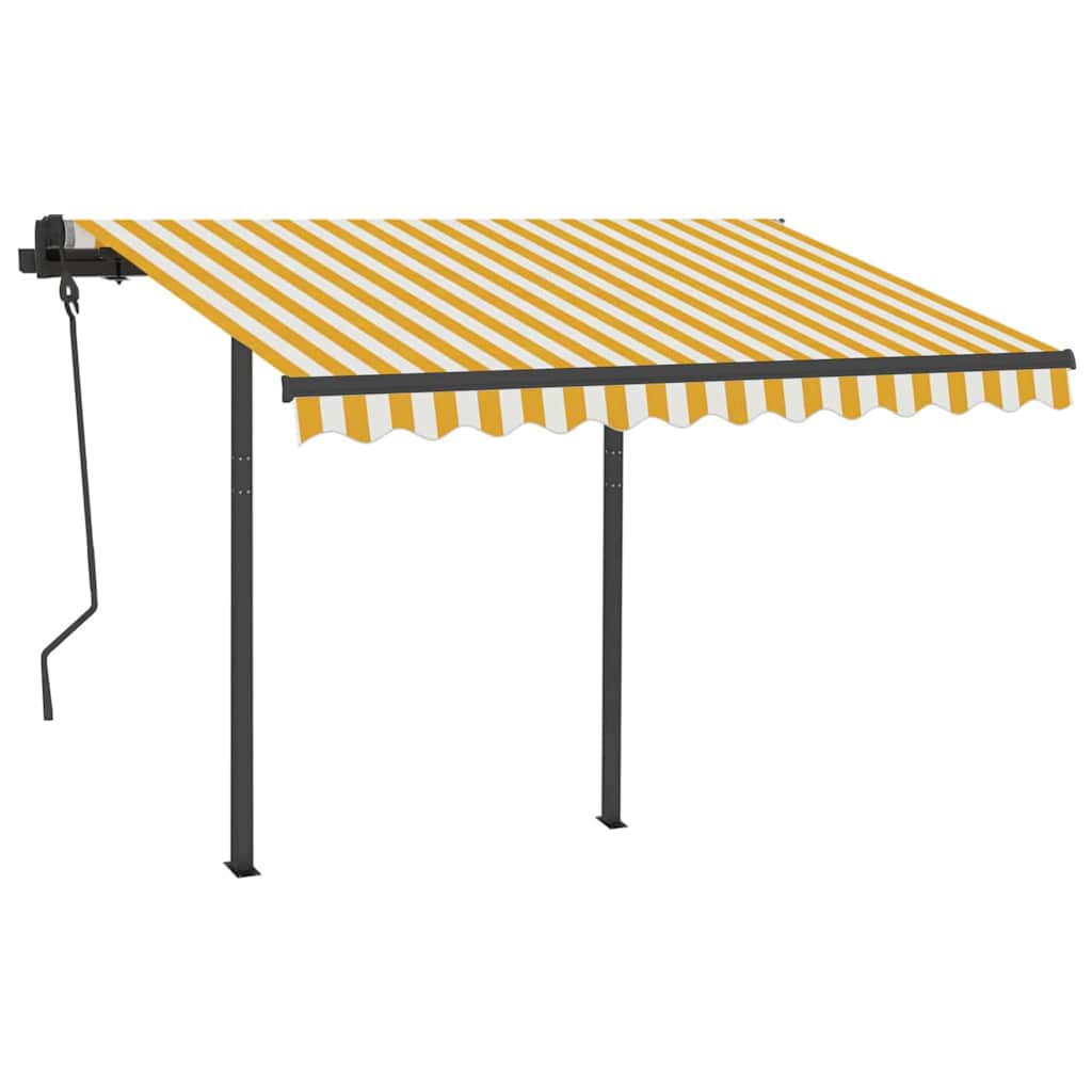 Manual Retractable Awning with LED 3,5x2,5 m Yellow and White (313240+313174+315099)