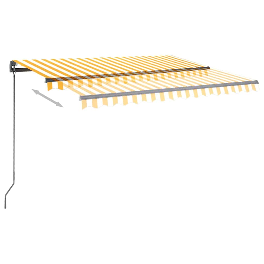 Manual Retractable Awning with LED 3,5x2,5 m Yellow and White (313240+313174+315099)