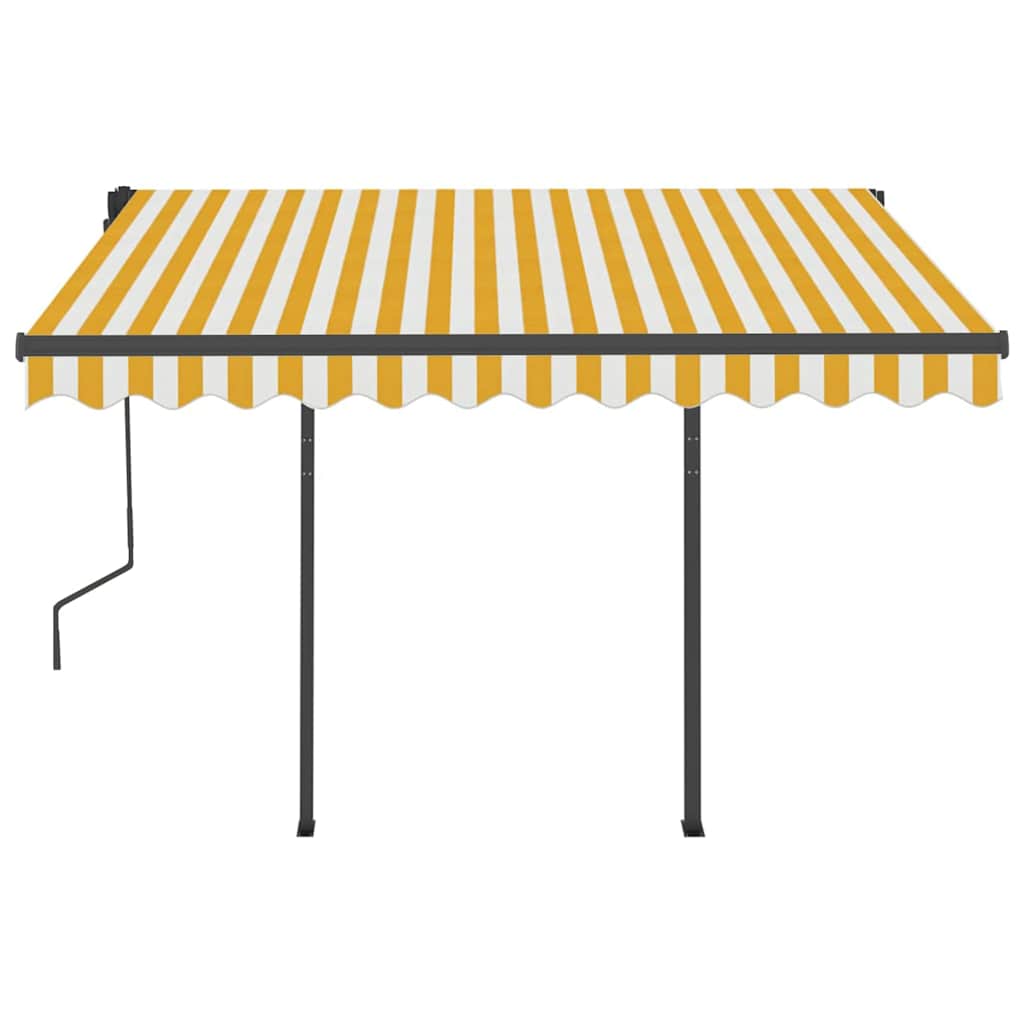 Manual Retractable Awning with LED 3,5x2,5 m Yellow and White (313240+313174+315099)