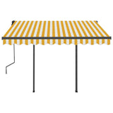 Manual Retractable Awning with LED 3,5x2,5 m Yellow and White (313240+313174+315099)