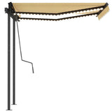 Manual Retractable Awning with LED 3,5x2,5 m Yellow and White (313240+313174+315099) - 45-Degree Angle
