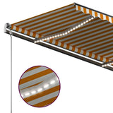 Manual Retractable Awning with LED 3,5x2,5 m Yellow and White (313240+313174+315099)