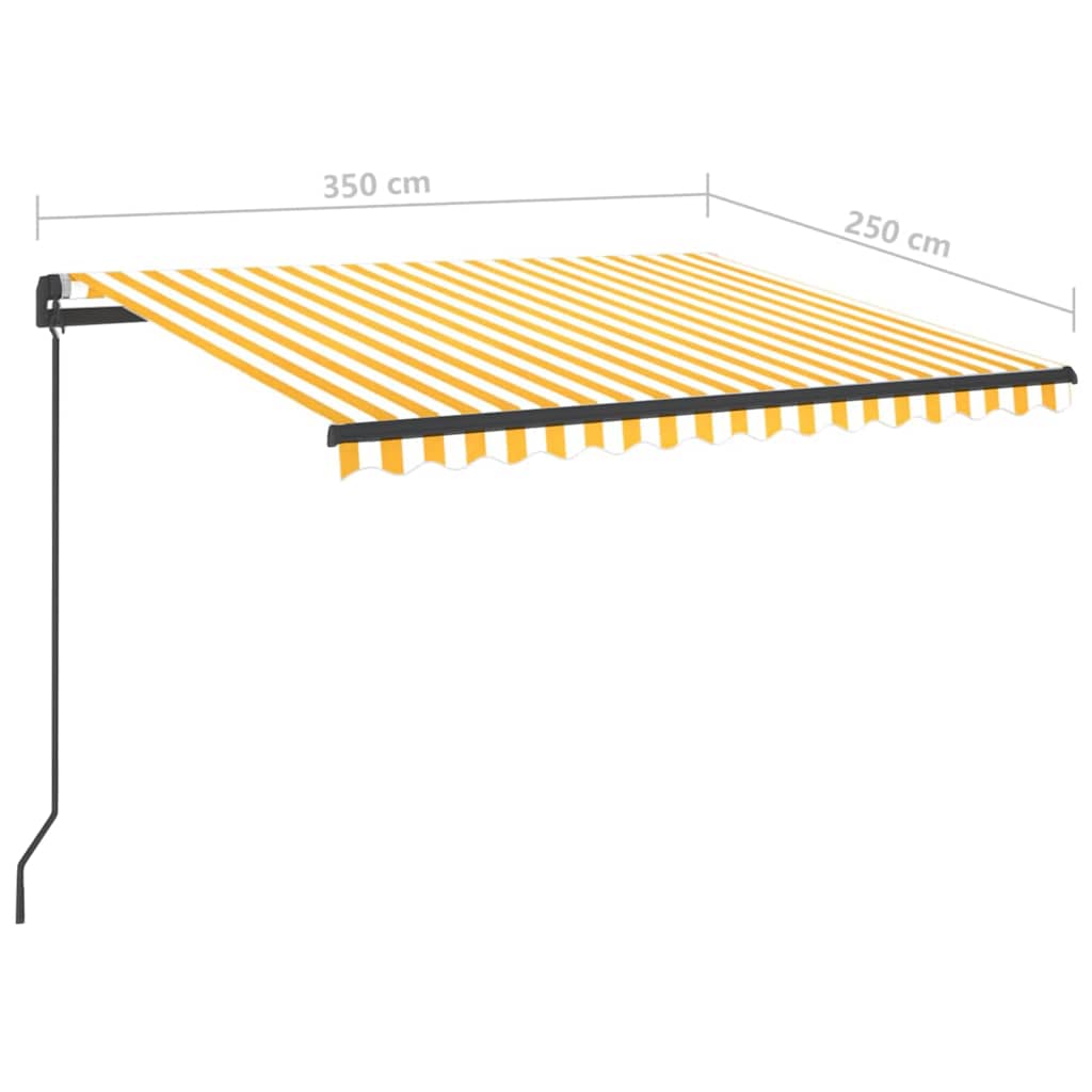 Manual Retractable Awning with LED 3,5x2,5 m Yellow and White (313240+313174+315099)
