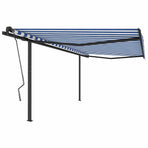 Manual Awning 4 x 3 m Blue and White Stripe 100% Polyester