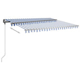 Manual Retractable Awning with Posts 4x3 m Blue and White - Extra Image
