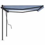Manual Awning 4 x 3 m Blue and White Stripe 100% Polyester