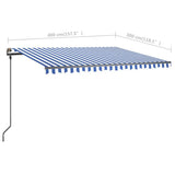 Manual Retractable Awning with Posts 4x3 m Blue and White - Extra Image