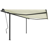 Manual Retractable Awning with Posts 4x3 m Cream - Front View