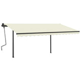 Manual Retractable Awning with Posts 4x3 m Cream - Side View