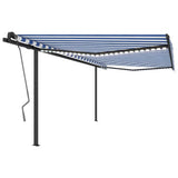 Manual Retractable Awning with LED 4x3 m Blue and White - Front View