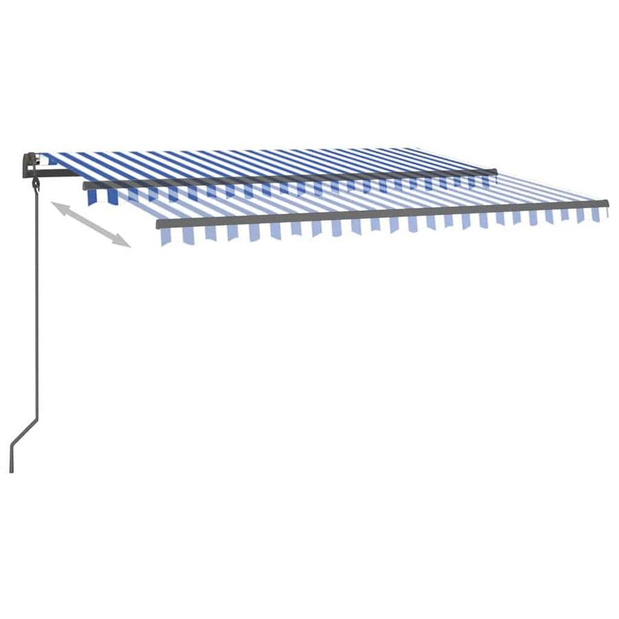 Manual Awning with Solar LED 4 x 3 m Blue and White Stripe
