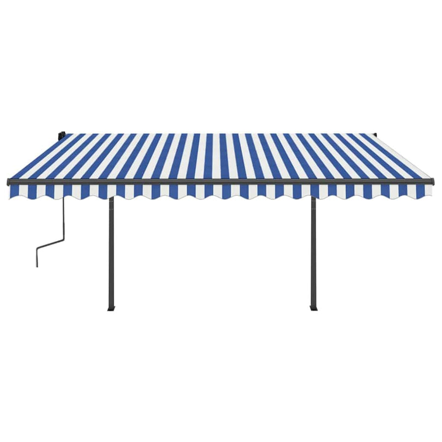 Manual Awning with Solar LED 4 x 3 m Blue and White Stripe