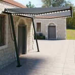 Manual Awning with Solar LED 4 x 3 m Blue and White Stripe