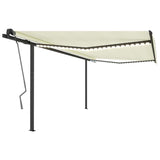 Manual Retractable Awning with LED 4x3 m Cream - Front View