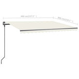 Manual Retractable Awning with LED 4x3 m Cream - Extra Image