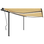 Manual Awning with Solar LED 4 x 3 m Yellow and White Stripe