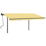 Manual Awning with Solar LED 4 x 3 m Yellow and White Stripe