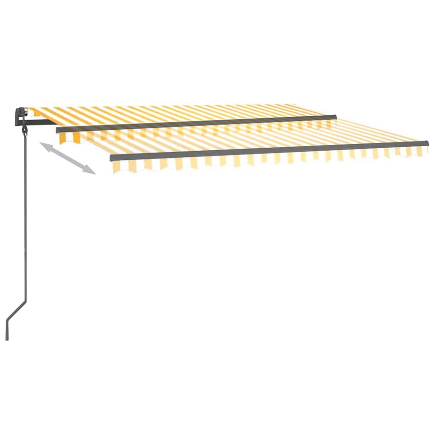 Manual Awning with Solar LED 4 x 3 m Yellow and White Stripe