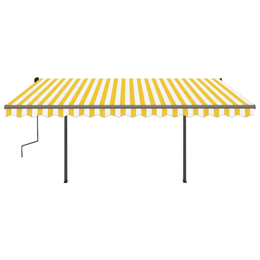 Manual Awning with Solar LED 4 x 3 m Yellow and White Stripe