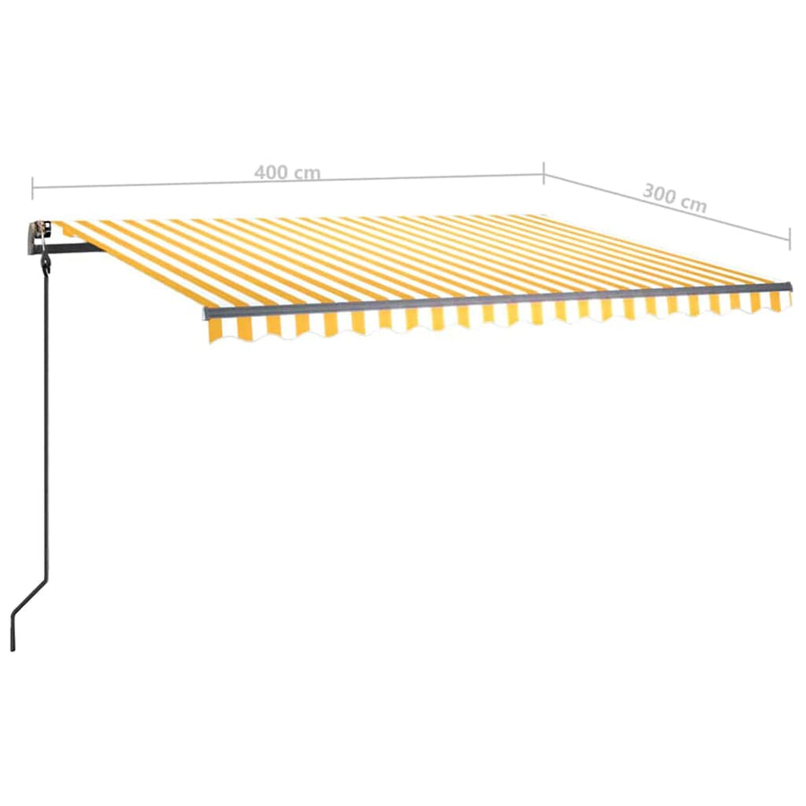 Manual Awning with Solar LED 4 x 3 m Yellow and White Stripe