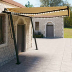 Manual Awning with Solar LED 4 x 3 m Yellow and White Stripe