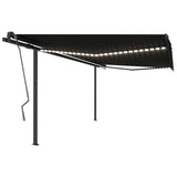 Manual Retractable Awning with LED 4x3 m Anthracite - Front View