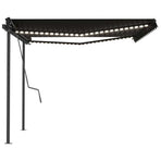Manual Awning with Solar LED 4 x 3 m Anthracite 100% Polyester