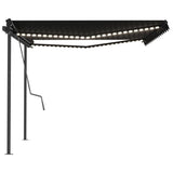 Manual Retractable Awning with LED 4x3 m Anthracite - 45-Degree Angle