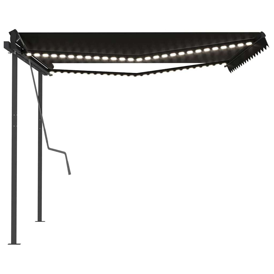 Manual Awning with Solar LED 4 x 3 m Anthracite 100% Polyester