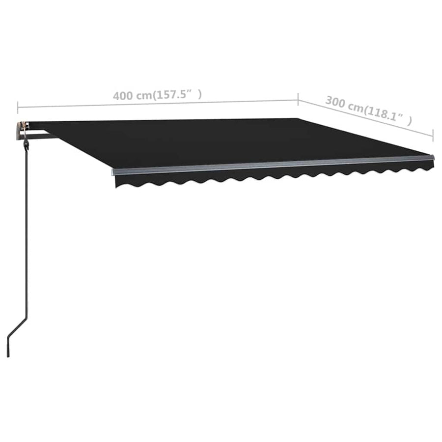 Manual Awning with Solar LED 4 x 3 m Anthracite 100% Polyester