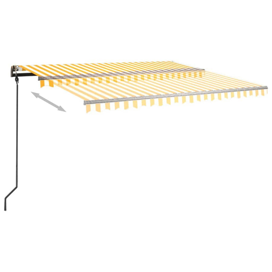 Manual Awning 4.5 x 3 m Yellow and White Stripe 100% Polyester