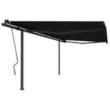 Manual Retractable Awning with Posts 4.5x3 m Anthracite - Front View
