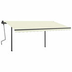 Manual Awning with Solar LED 4.5 x 3 m Cream 100% Polyester