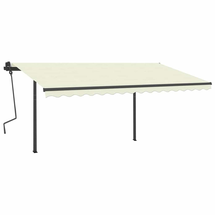 Manual Awning with Solar LED 4.5 x 3 m Cream 100% Polyester