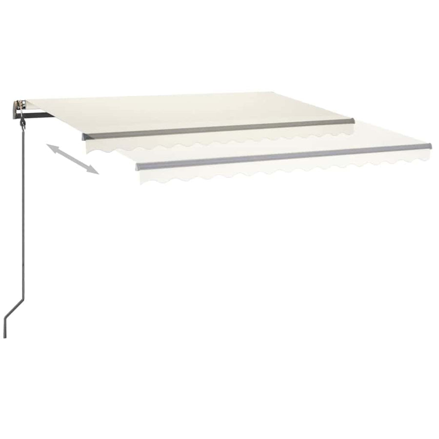 Manual Awning with Solar LED 4.5 x 3 m Cream 100% Polyester