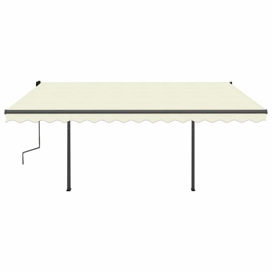 Manual Awning with Solar LED 4.5 x 3 m Cream 100% Polyester