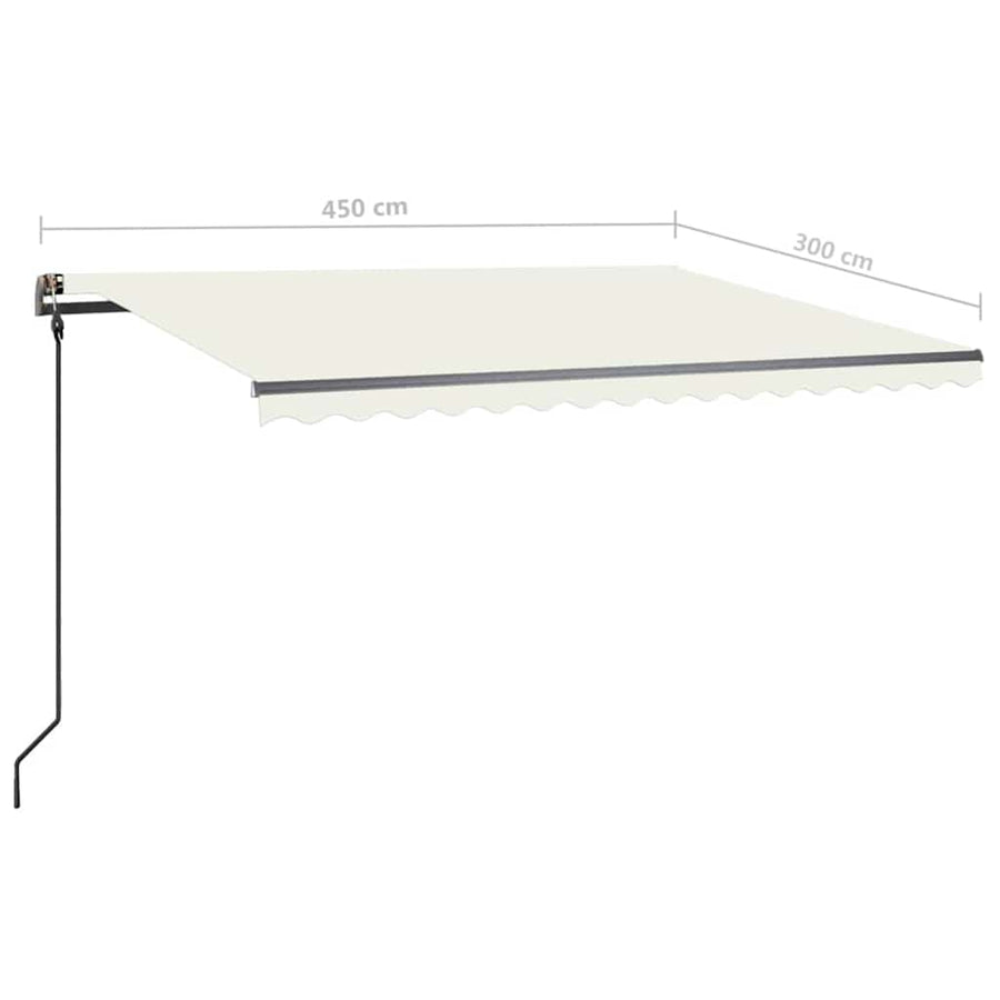 Manual Awning with Solar LED 4.5 x 3 m Cream 100% Polyester