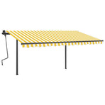 Manual Awning with Solar LED 4.5 x 3 m Yellow and White Stripe